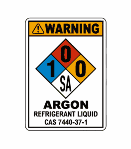 Warning Argon Refrigerant liquid